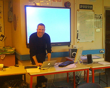 A photo of Aral Balkan setting up for a workshop
