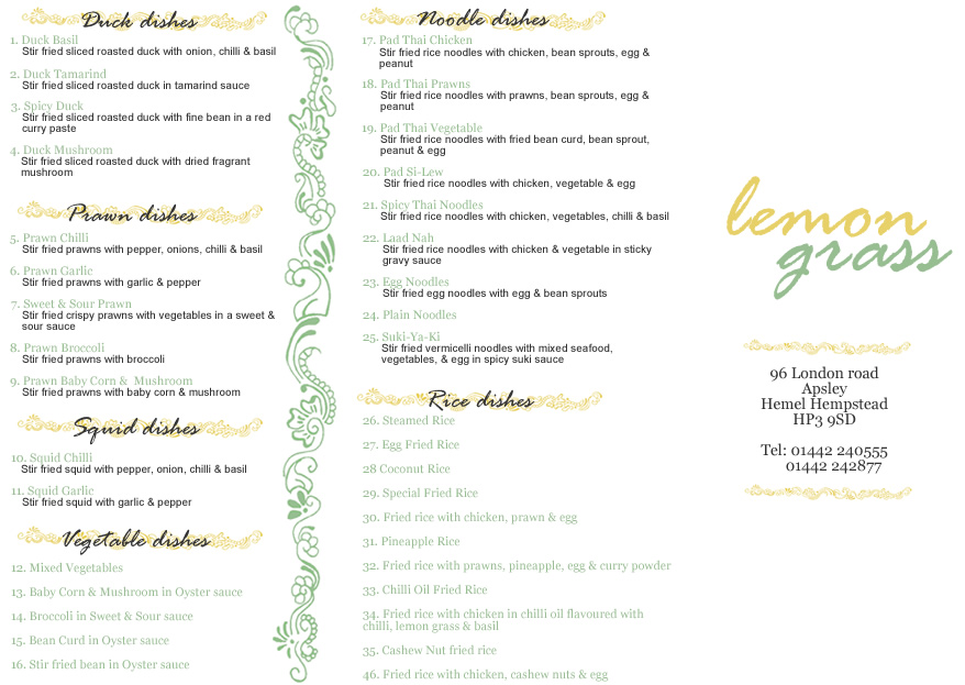 Lemongrass - Menu Design 1