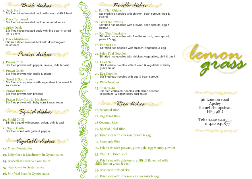 Lemongrass - Menu Design 3