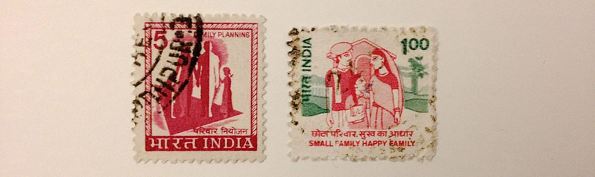 A photo of 2 stamps from India