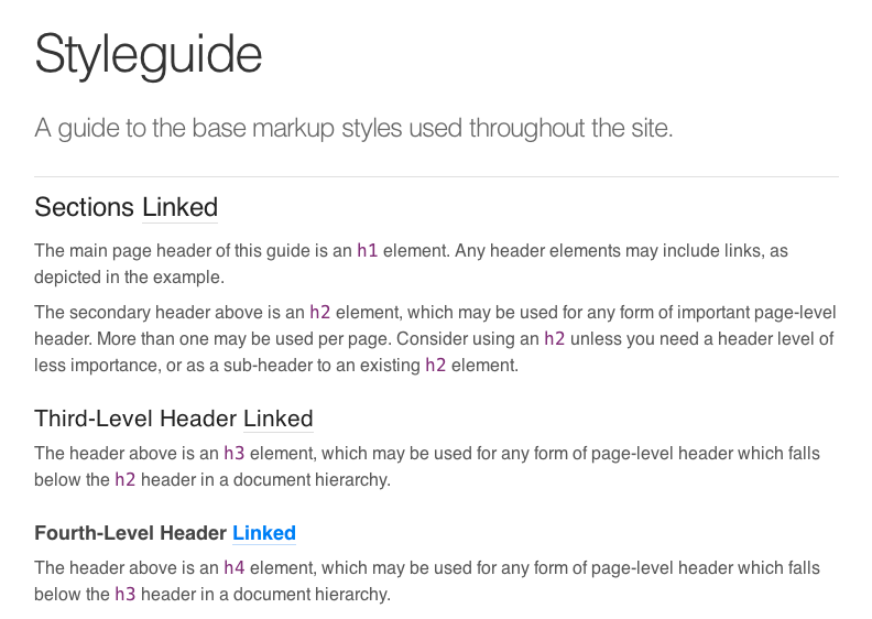 A screenshot of the Barebones style guide.