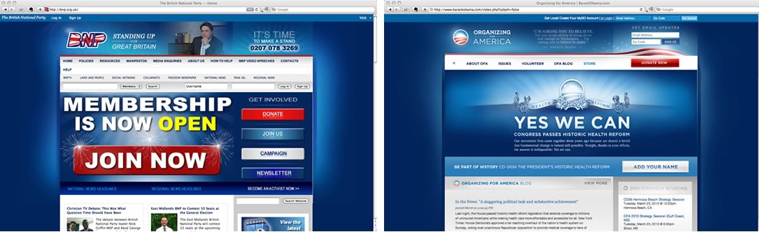 Obama's website screenshot