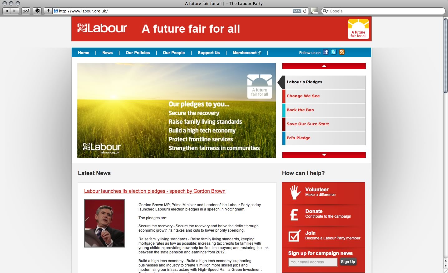 Labour website screenshot
