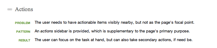 A screenshot fromFellowship Technology's pattern library, with an example explaining what the pattern is and what it does.