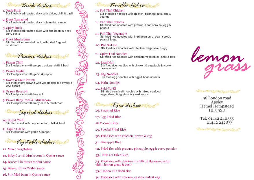 Lemongrass - Menu Design 2