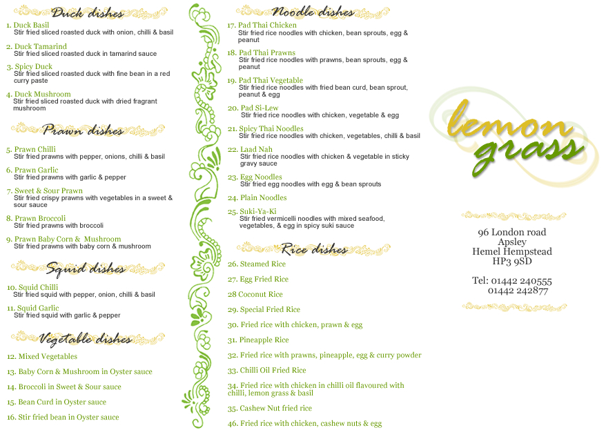 Lemongrass - Menu Design 4