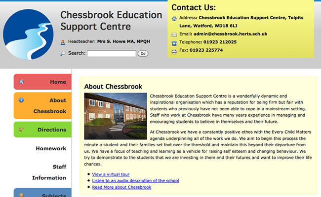 screenshot of the Chessbrook website