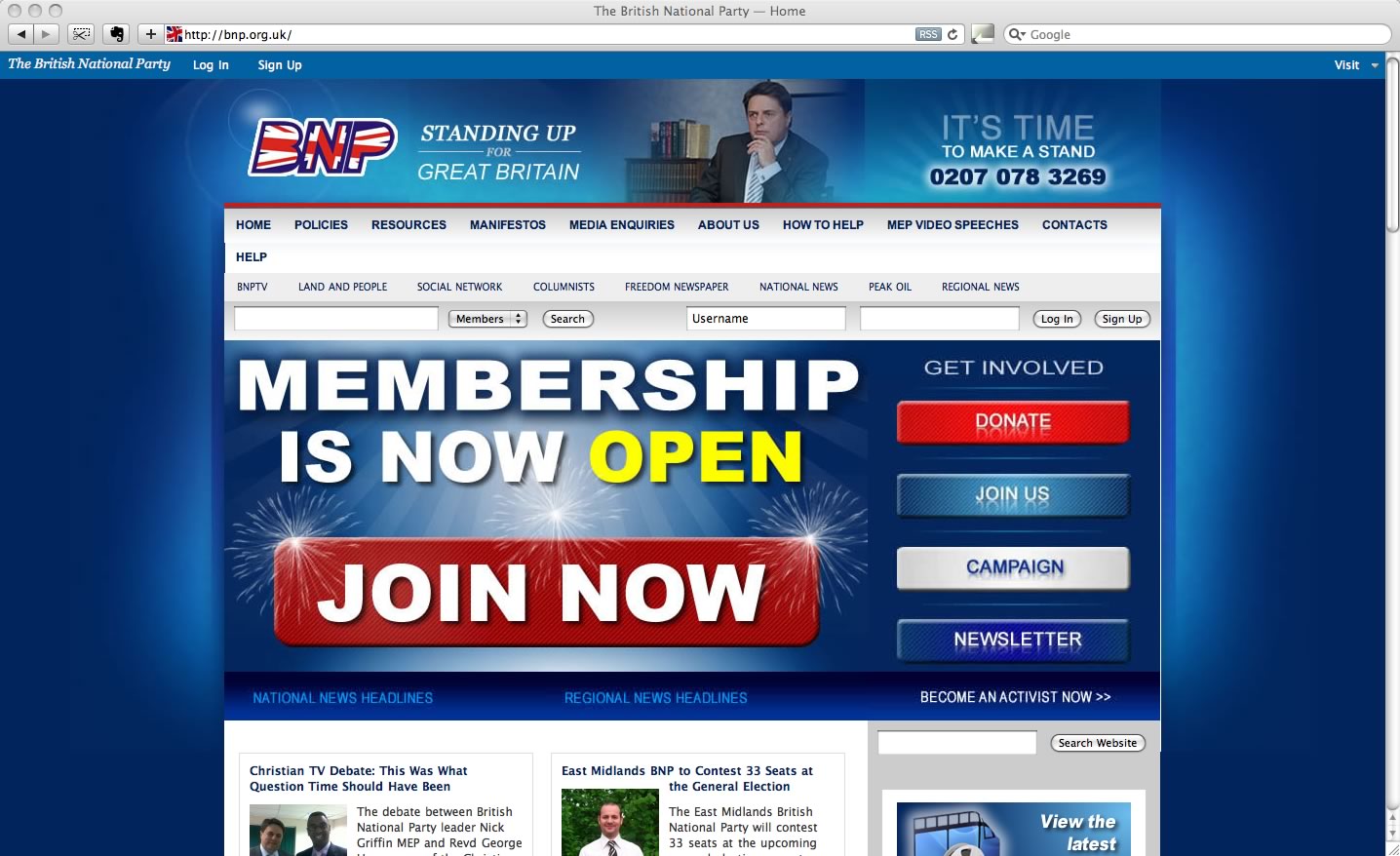 BNP party website screenshot