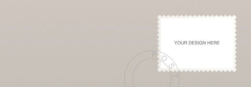 A design mockup of a stamp